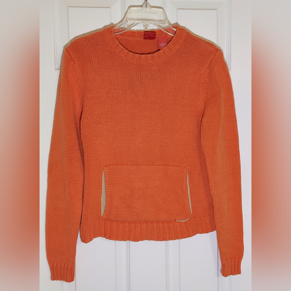 MOSSIMO | Medium Orange Cotton/Acrylic Sweater with Oversized Pocket.